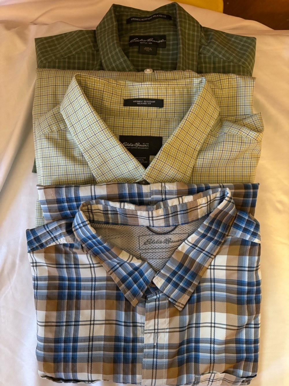 Eddie Bauer Blue Tan Plaid Button-Up Shirt
